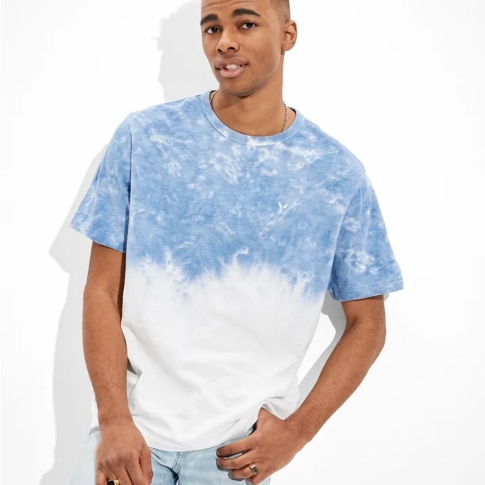 AE Super Soft Slub Icon blue and white  Dip-Dye T-Shirt size xl